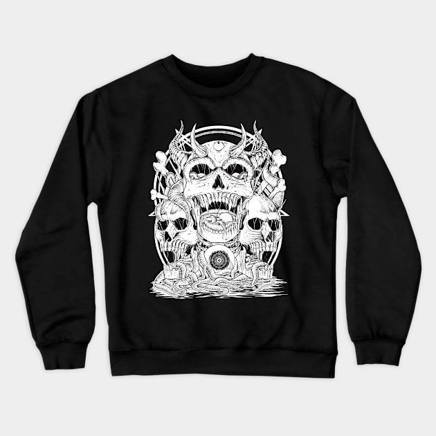 OCCULT SKULL Crewneck Sweatshirt by irvanyudap